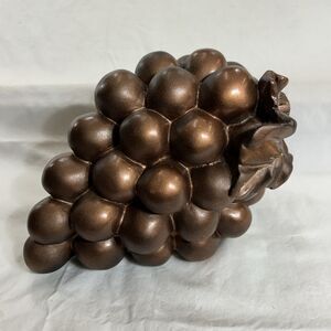 Vtg MCM Regency 60s Large Wooden Cluster Copper Brown Grapes Granny Kitschy